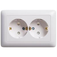 Розетка 2-м СП Хит 16А IP20 с заземл. защ. шторки бел. SE RS16-231-B - УПС инжиниринг