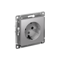 Розетка 1-м СП AtlasDesign 16А IP20 с заземл. защ. шторки механизм алюм. SE ATN000345 - УПС инжиниринг