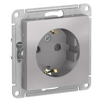 Розетка 1-м СП AtlasDesign 16А IP20 с заземл. защ. шторки механизм алюм. SE ATN000345 - УПС инжиниринг