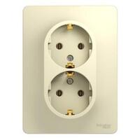 Розетка 2-м СП Glossa 16А IP20 с заземл. в сборе беж. SE GSL000224 - УПС инжиниринг
