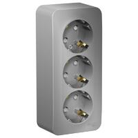 Розетка 3-м ОП Blanca 16А IP20 250В с заземл. защ. шторки с изолир. пластиной алюм. SE BLNRA011313 - УПС инжиниринг