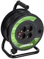 Удлинитель на катушке 4х30м 16А IP20 УК30 2P+PE 3х1.5 термозащита GENERICA WKP20-16-04-30-G - УПС инжиниринг