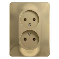 Розетка 2-м СП Glossa 16А IP20 без заземл. в сборе титан SE GSL000420 - УПС инжиниринг