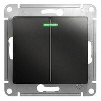 Выключатель 2-кл. СП Glossa 10А IP20 (сх. 5а) 10AX с подсветкой механизм антрацит SE GSL000753 - УПС инжиниринг