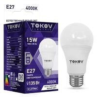 Лампа светодиодная 15Вт А60 4000К Е27 176-264В TOKOV ELECTRIC TKE-A60-E27-15-4K - УПС инжиниринг