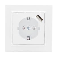 Розетка 1-м СП Минск 16А IP20 с заземл. защ. шторки с заряд. устройством USB 1А бел. EKF ERR16-028-100-USB - УПС инжиниринг