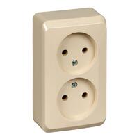 Розетка 2-м ОП Этюд 16А IP20 250В без заземл. без защ. шторок крем. SE PA16-005K - УПС инжиниринг