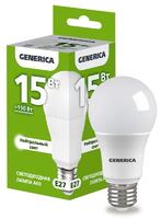 Лампа светодиодная A60 15Вт грушевидная 4000К E27 230В GENERICA LL-A60-15-230-40-E27-G - УПС инжиниринг