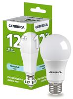Лампа светодиодная A60 12Вт грушевидная 6500К E27 230В GENERICA LL-A60-12-230-65-E27-G - УПС инжиниринг