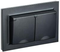 Розетка 2-м СП BRITE РСбш12-3-44-БрЧ 16А в сборе IP44 с крышкой черн. IEK BR-R26-16-44-K02-F - УПС инжиниринг