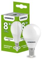 Лампа светодиодная G45 8Вт шар 4000К E14 230В GENERICA LL-G45-08-230-40-E14-G - УПС инжиниринг