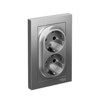 Розетка 2-м СП AtlasDesign 16А IP20 с заземл. в сборе сталь SE ATN000924 - УПС инжиниринг