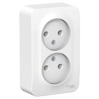 Розетка 2-м ОП Blanca 16А IP20 250В без заземл. без защ. шторок с металлич. пластиной бел. SE BLNRA000221 - УПС инжиниринг