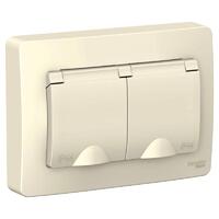 Розетка 2-м СП Blanca 16А IP44 250В с заземл. защ. шторки с крышкой молоч. SE BLNRS441122 - УПС инжиниринг