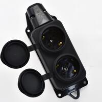 Колодка 2-м 16А IP44 2P+PE 220-240В с защ. крышками каучук LEZARD 106-0400-0110/110 - УПС инжиниринг