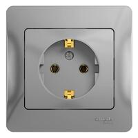 Розетка 1-м СП Glossa 16А IP20 с заземл. в сборе алюм. SE GSL000342 - УПС инжиниринг
