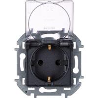 Розетка 1-м СП Inspiria 16А IP44 250В 2P+E защ. шторки с крышкой немецк. стандарт механизм антрацит Leg 673743 - УПС инжиниринг