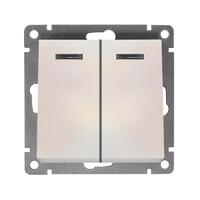Выключатель 2-кл. СП Афина 10А IP20 с подсветкой механизм жемчуж. Universal A0123-OBr - УПС инжиниринг