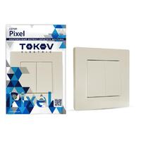 Выключатель 2-кл. СП Pixel 10А IP20 в сборе беж. TOKOV ELECTRIC TKE-PX-V2F-C02 - УПС инжиниринг