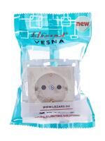 Розетка 1-м СП Vesna с заземл. защ. шторки ПБТ механизм крем. LEZARD 742-0388-124B - УПС инжиниринг