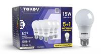Набор ПРОМО лампа светодиодная 15Вт А60 3000К Е27 176-264В (Promo 5+1 шт) TOKOV ELECTRIC Promo-A60-E27-15-3K - УПС инжиниринг