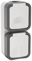 Розетка 2-м ОП TORS 16А IP55 TS232 вертик. с заземл. с крышкой бел. IEK TS-R26-16-55-V-K41 - УПС инжиниринг