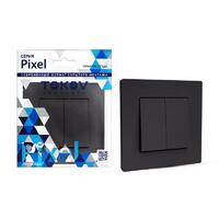 Выключатель 2-кл. СП Pixel 10А IP20 в сборе карбон TOKOV ELECTRIC TKE-PX-V2F-C14 - УПС инжиниринг