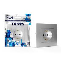 Розетка 1-м СП Pixel 16А IP20 с заземл. защ. шторки в сборе алюм. TOKOV ELECTRIC TKE-PX-R1FZSF-C03 - УПС инжиниринг