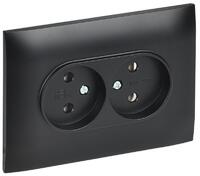 Розетка 2-м SKANDY 10А без заземл. без защ. шторок в сборе SK-R10Bl черн. IEK SK-R20-10-K02-F - УПС инжиниринг