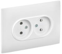 Розетка 2-м SKANDY 10А без заземл. без защ. шторок в сборе SK-R10W арктич. бел. IEK SK-R20-10-K01-F - УПС инжиниринг