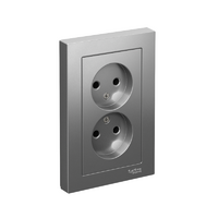 Розетка 2-м СП AtlasDesign 16А IP20 без заземл. в сборе сталь SE ATN000920 - УПС инжиниринг