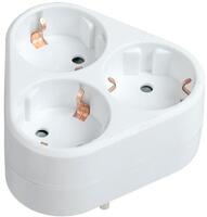 Разветвитель 3-м 16А IP20 Т-01/03 2P+PE треугольн. бел. IEK WTP10-16-03-Z-K01 - УПС инжиниринг
