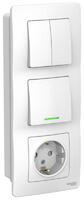 Блок СП Blanca (розетка с заземл. защ. шторки 16А 250В + 1-кл. выкл. с подсветкой + 2-кл. выкл.) бел. SE BLNBS101211 - УПС инжиниринг