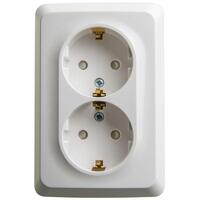 Розетка угловая 2-м ОП Этюд 16А IP20 250В с заземл. защ. шторки бел. SE PA16-108B - УПС инжиниринг