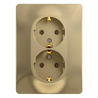Розетка 2-м СП Glossa 16А IP20 с заземл. в сборе титан SE GSL000424 - УПС инжиниринг