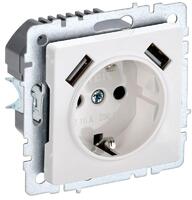 Розетка BRITE РЮш10-2-БрБ 16А с USB A+A 3.1А с заземл. защ. шторки механизм бел. IEK BR-R14-16-U21-D31-K01 - УПС инжиниринг