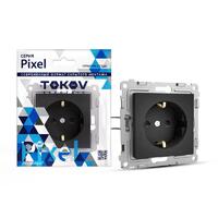 Розетка 1-м СП Pixel 16А IP20 с заземл. механизм карбон TOKOV ELECTRIC TKE-PX-R1Z-C14 - УПС инжиниринг