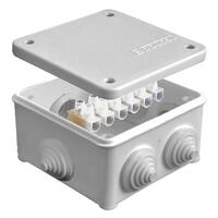 Коробка распределительная ОП 85х85х45мм IP54 с клемм. 7 выходов 3 гермоввода 10А 6 контактов крышка на винтах сер. Epplast 130114 - УПС инжиниринг