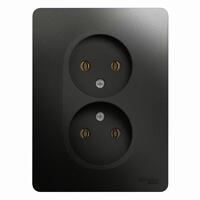 Розетка 2-м СП Glossa 16А IP20 без заземл. в сборе антрацит SE GSL000720 - УПС инжиниринг