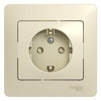 Розетка 1-м СП Glossa 16А IP20 с заземл. защ. шторки в сборе беж. SE GSL000244 - УПС инжиниринг
