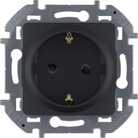 Розетка 1-м СП Inspiria 16А IP20 250В 2P+E защ. шторки немецк. стандарт механизм антрацит Leg 673733 - УПС инжиниринг