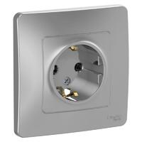 Розетка 1-м СП Blanca 16А IP20 250В с заземл. без защ. шторок алюм. SE BLNRS001013 - УПС инжиниринг