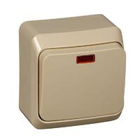 Выключатель 1-кл. ОП Этюд 10А IP20 с подсветкой крем. SE BA10-005K - УПС инжиниринг