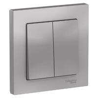 Выключатель 2-кл. СП AtlasDesign 10А IP20 (сх. 5) 10AX в сборе алюм. SE ATN000352 - УПС инжиниринг