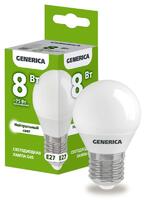 Лампа светодиодная G45 8Вт шар 4000К E27 230В GENERICA LL-G45-08-230-40-E27-G - УПС инжиниринг