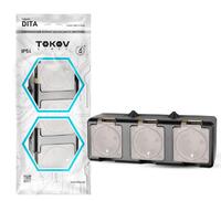Розетка 3-м ОП Dita 16А IP54 250В с заземл. с прозр. крышкой карбонTOKOV ELECTRIC TKL-DT-R3Z-C14T-IP54 - УПС инжиниринг