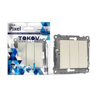 Выключатель 3-кл. СП Pixel 10А IP20 механизм беж. TOKOV ELECTRIC TKE-PX-V3-C02 - УПС инжиниринг