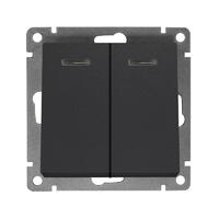 Выключатель 2-кл. СП Афина 10А IP20 с подсветкой механизм графит Universal A0123-Gr - УПС инжиниринг