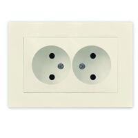 Розетка 2-м СП Афина 16А IP20 без заземл. в сборе сл. кость (ivory) Universal A0102-I - УПС инжиниринг