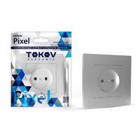 Розетка 1-м СП Pixel 16А IP20 без заземл. в сборе алюм. TOKOV ELECTRIC TKE-PX-R1F-C03 - УПС инжиниринг